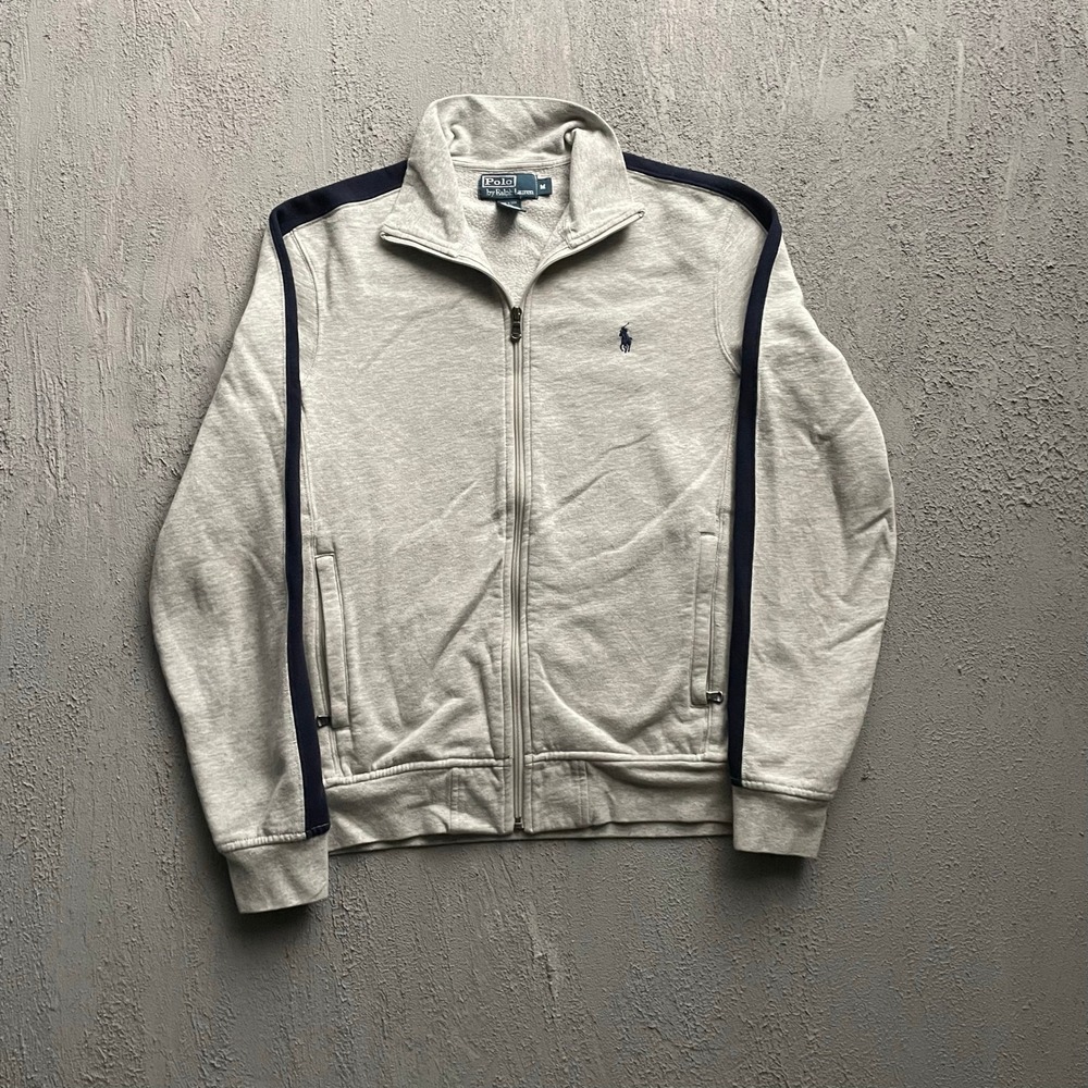 Vintage Polo Ralph Lauren Full Zip Track Jacket Mens Medium Grey Y2K